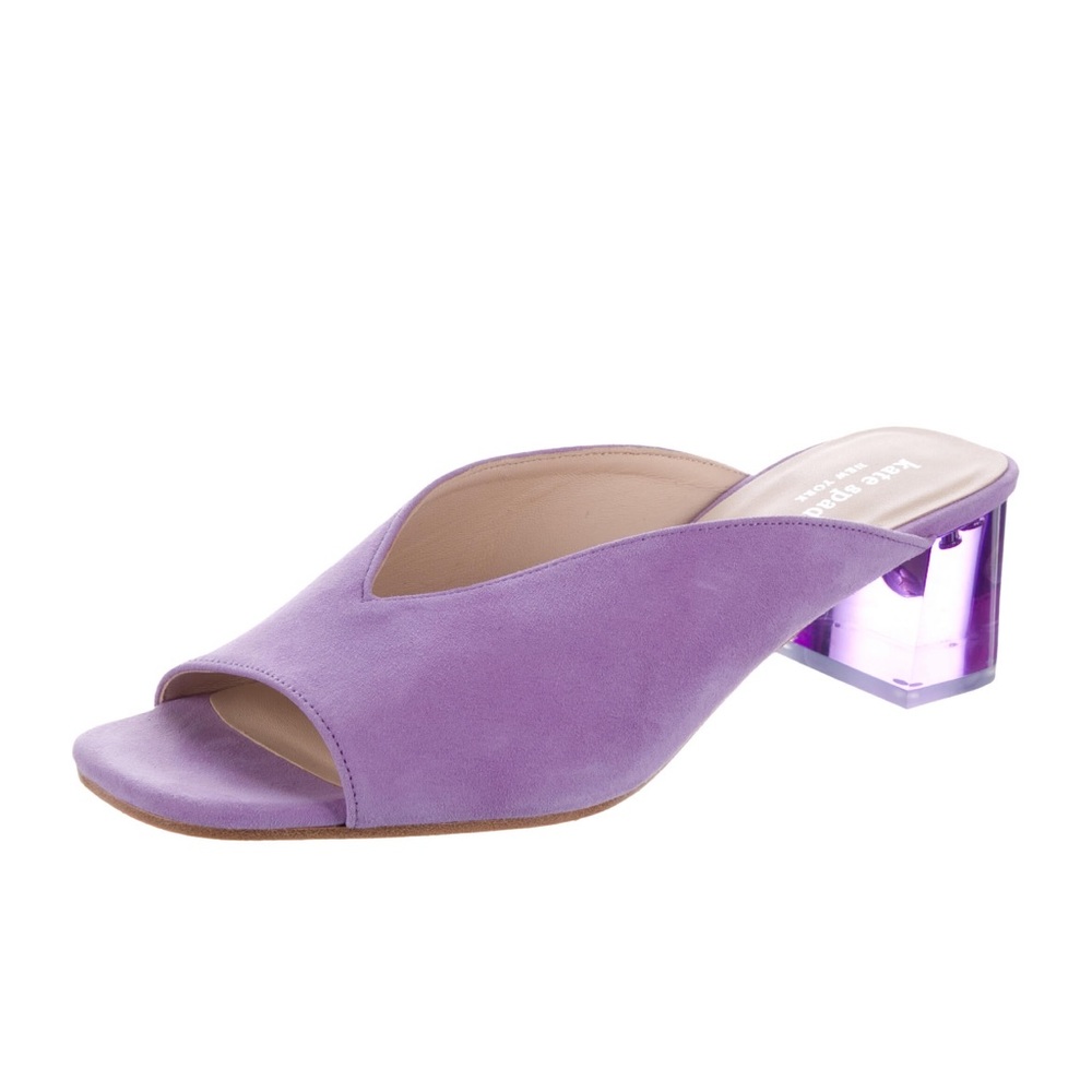 Kate Spade Caila Mules - Crystal Rhinestone Acrylic Block Heel Lilac Lavender 9